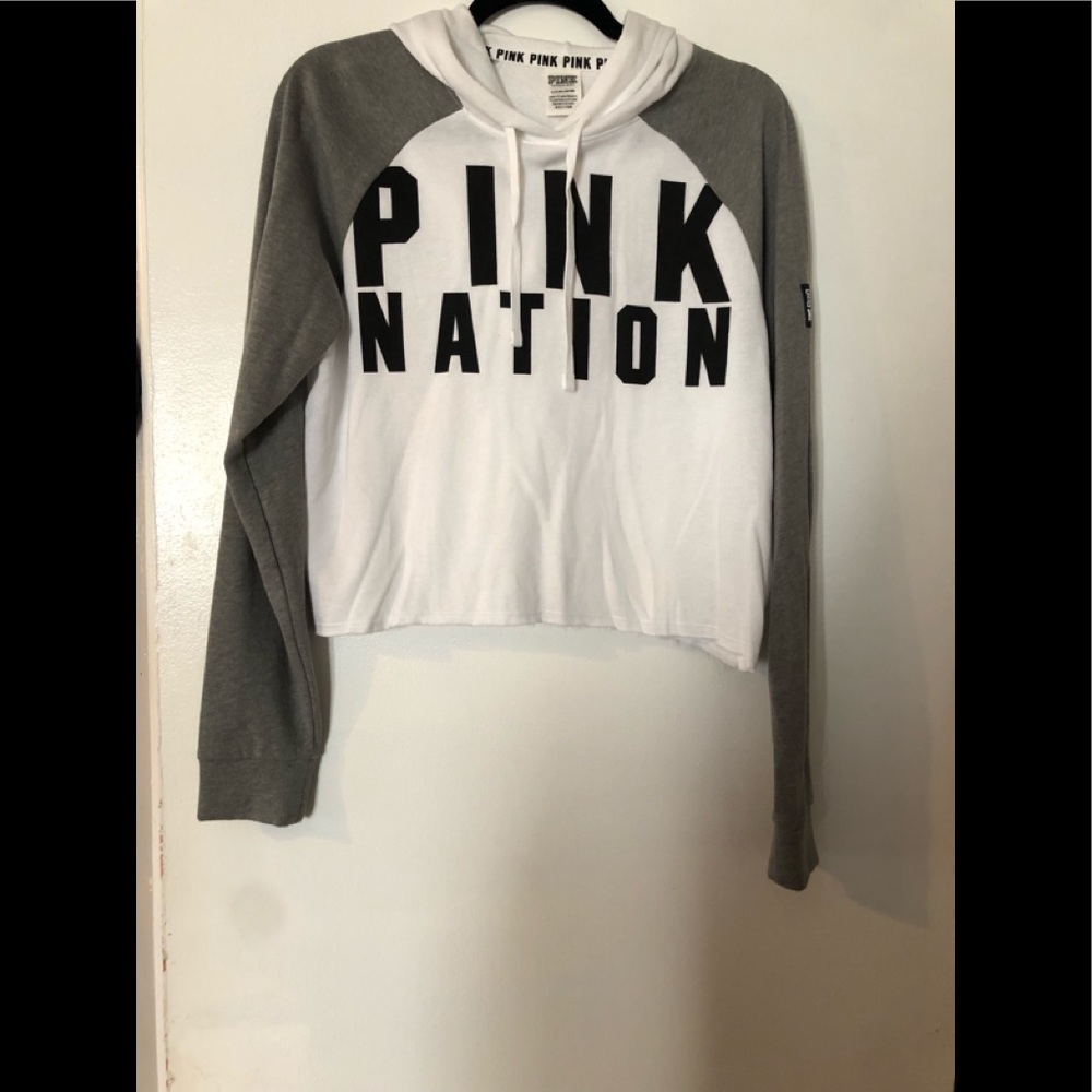Gray and white crop sweater